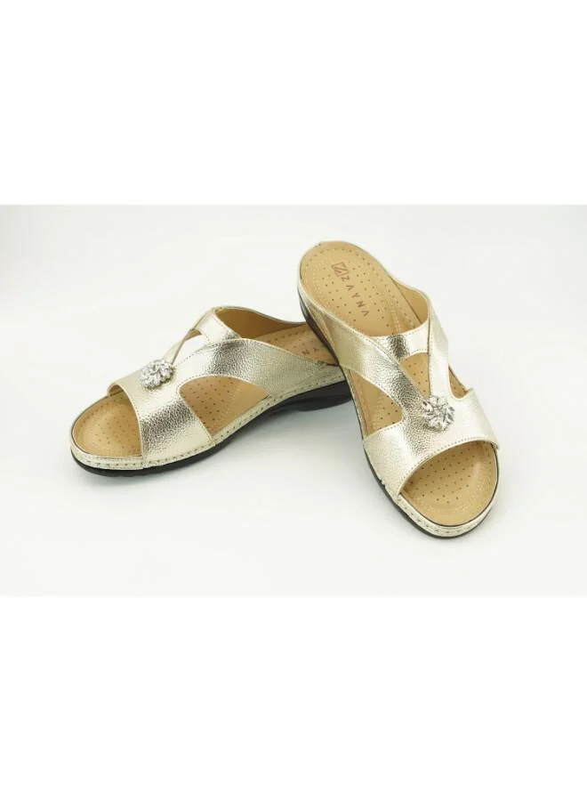 زينة 221-3147 Zayna Ladies Flat Sandals 88909-51 Gold